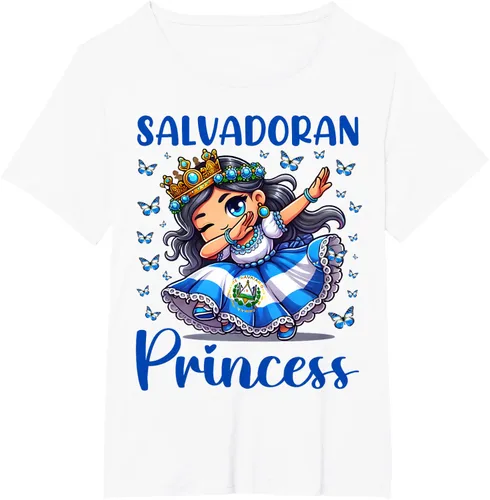 Vista 45 de Camiseta de princesa salvadoreña dabbing para niñas y niños