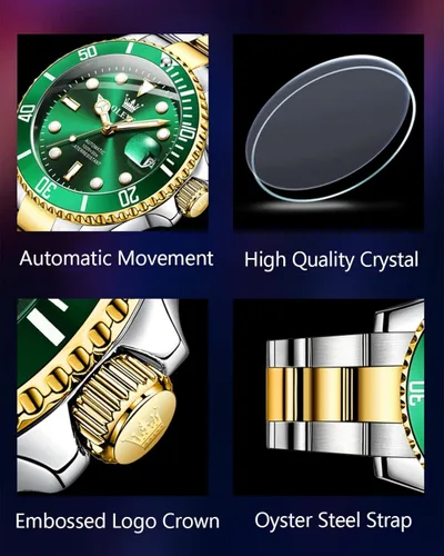 Vista 5 de OLEVS Relojes para hombre automáticos, relojes de lujo analógicos de oro y plata Tourbillon para hombre, bisel giratorio de alta calidad, esfera