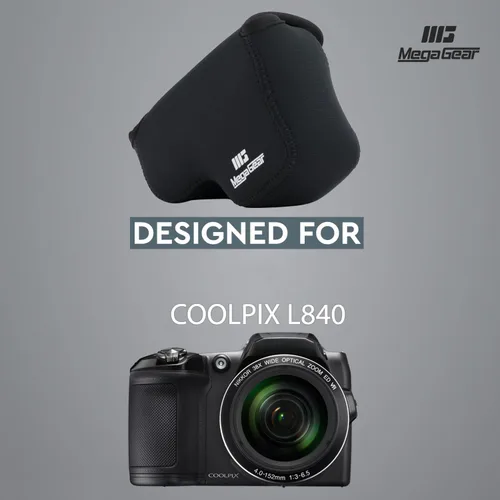 Vista 6 de MegaGear Nikon Coolpix L840 - Funda de neopreno para cámara, con mosquetón, color negro