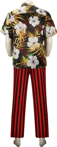 Vista 6 de FOGHORN Adult Men Ace Ventura Costume Outfit Classic Movie Shirt Vest Striped Pants Belt Halloween Cosplay Full Set