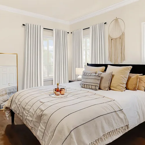 Vista 4 de MIULEE Cortinas 100% opacas de 84 pulgadas de largo de lino, cortinas y drapeados, juego de 2 paneles para dormitorio, pestaña trasera, sala