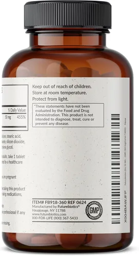 Vista 7 de Futurebiotics Zinc 50 mg de alta potencia, suministro para 1 año - 360 tabletas vegetarianas sin OMG