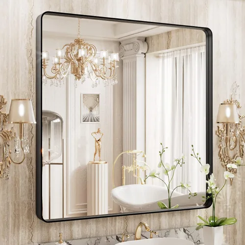 Vista 10 de WEER - Espejo de baño con luces LED, 50x70cm, espejo de tocador montado en la pared, 3 colores regulables, almohadilla antiempañante retroiluminada