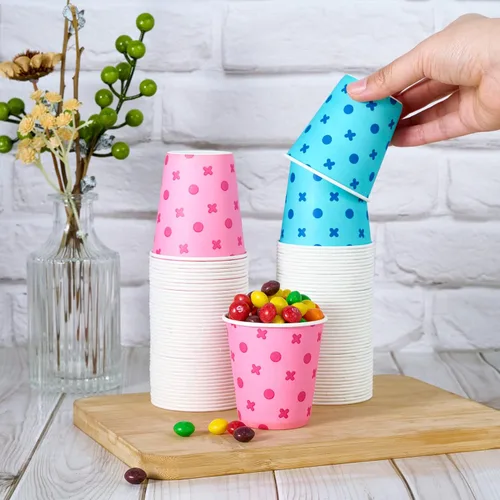 Vista 3 de LITOPAK Vasos de papel de 5 onzas, vasos de enjuague bucal pequeños rosa