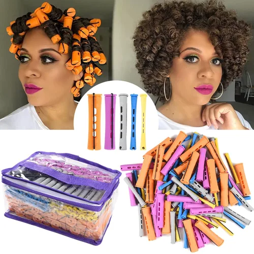 Vista 10 de 20 piezas de varillas para permanente de mujer para cabello natural: 2 tamaños de rulos de onda fría para rizar y peinar todo tipo de cabello