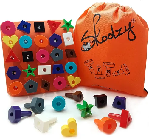 Vista 4 de Skoolzy Peg Board - Juguetes apilables para niños pequeños, juguetes de plástico para niños pequeños