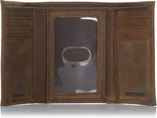 Vista 5 de Lucky Brand Trifold RFID de cuero ranurado para hombre, marrón, OSFA, Marrón