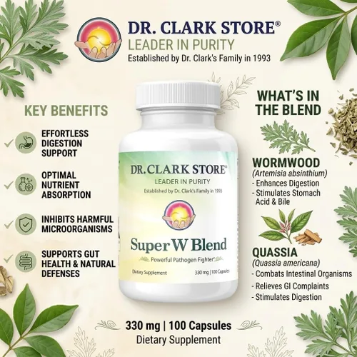 Vista 4 de Dr Clark Wormwood Super W Blend 330 mg, 100 cápsulas de gelatina