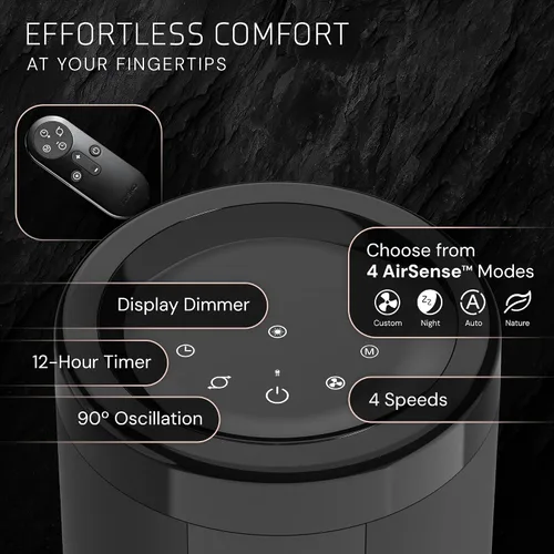 Vista 6 de Lasko Ventilador de torre ajustable de elevación de 42 a 54 pulgadas, ventilador de pedestal, flujo de aire de 31 pies/s, silencioso 28 dB