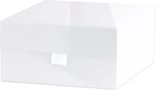 Vista 2 de Purple Q Crafts 1 paquete de caja de regalo dura blanca con tapa de cierre magnético de 8 x 8 x 4 pulgadas, cajas cuadradas con acabado blanco