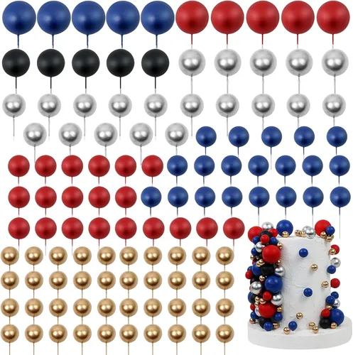 Vista 7 de 115 PCS Adornos para Pasteles de Pelota - Decoraciones de Pastel de Mini Globos Pelota de Espuma Palillos para Cupcakes Adornos Insertables DIY