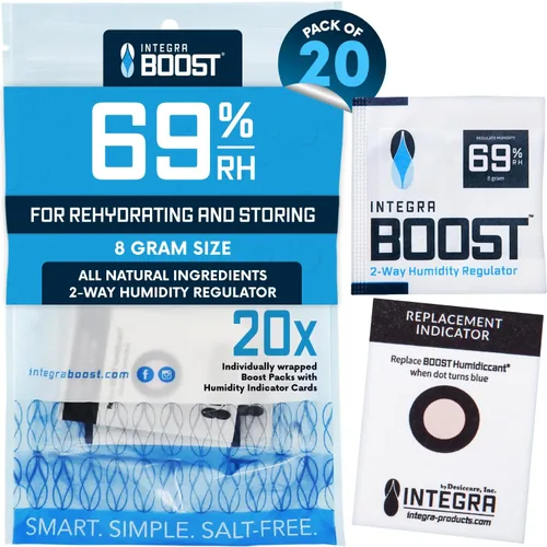 Vista 11 de Integra Boost Paquete de control de humedad de 2 vías, conserva el sabor y controla la humedad al 69% de RH, absorbente de humedad para hierbas