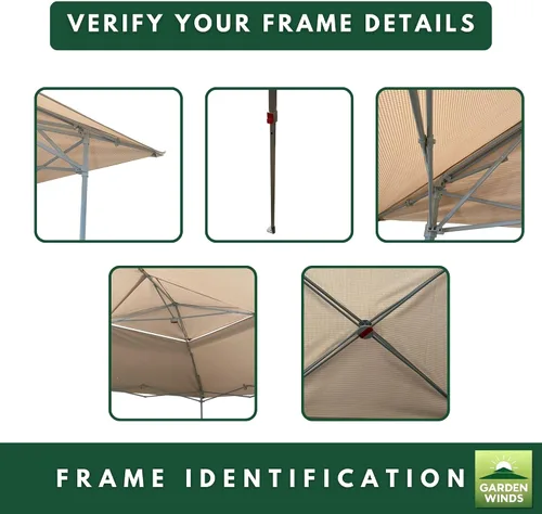 Vista 9 de Garden Winds Cubierta superior de repuesto RipLock 350 reforzada compatible con AbcCanopy, MasterCanopy, Cooshade 13 x 13 pies de pierna recta