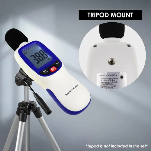 Vista 6 de Medidor de decibelios inalámbrico, medidor de nivel de sonido Bluetooth con registro de datos de aplicaciones y alarma, probador de sonido de audio