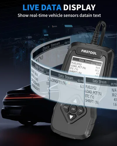 Vista 5 de Escáner OBD2 para automóvil, FIRSTOOL OBD2, herramienta de lector de código de diagnóstico con preparación I/M, probador de batería, luz de control