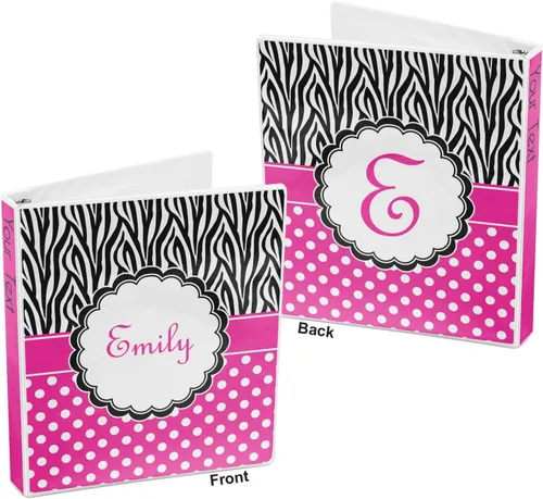Vista 5 de Carpeta personalizada de 3 anillas con estampado de cebra y lunares, 1 pulgada