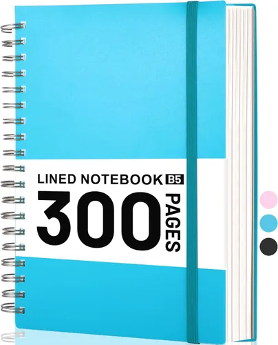 Vista 10 de Yoment B5 - Cuaderno de espiral con rayas universitarias de 7.3" x 10.15", diario de 300 páginas, cuadernos de espiral rayados con papel grueso