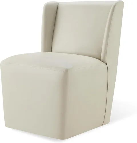 Vista 12 de KISLOT Juego de 1 sillas de comedor tapizadas con ruedas, color beige
