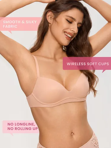Vista 2 de DOBREVA Sujetador push up para mujer, sin varillas, cómodo, sin aros, acolchado