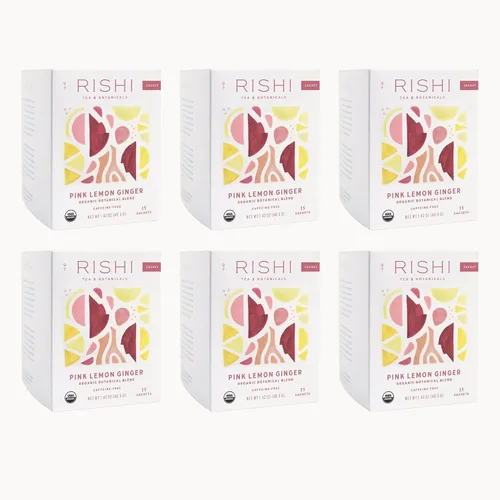 Vista 8 de Rishi Tea Bolsas de té de hierbas orgánicas de jengibre y limón rosa, sin cafeína, 15 unidades Picante y naturalmente dulce, disfruta caliente