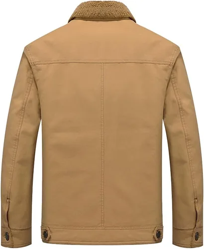 Vista 2 de PASOK Chaqueta bomber de forro polar para hombre, abrigo militar de invierno, casual, cuello alto, algodón, ropa de carga