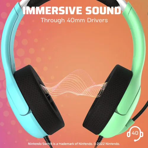 Vista 2 de PDP Gaming LVL40 Stereo Headset with Mic for Nintendo SwitchSwitch LiteOLED - Wired Power Noise Cancelling Microphone, Lightweight, Soft Comfort On