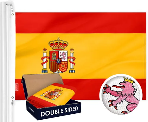 Vista 13 de G128 Bandera argentina 3 x 5 pies Serie doble ToughWeave Poliéster 210D bordado de doble cara Bandera de país, diseño bordado