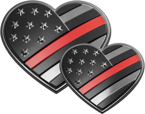 Vista 10 de EyeCatcher USA Calcomanía de Emblema de Bandera de Corazón (Negro) – Paquete de 2 Negro (Chrome Black)