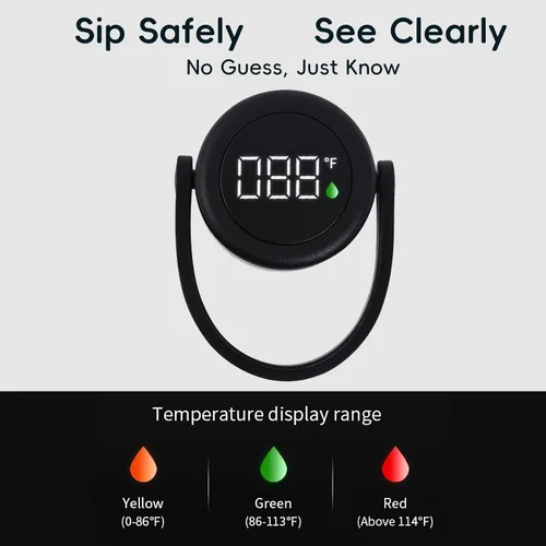 Vista 3 de Botella de agua aislada de 25 onzas con tapa inteligente de visualización de temperatura, botella de agua de acero inoxidable al vacío para deportes