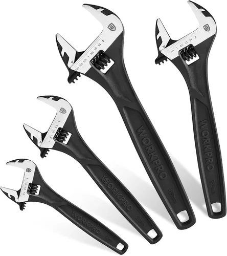 Vista 10 de WORKPRO - Llave ajustable de 4 pulgadas de servicio pesado con escala imperial y métrica, llave premium de acero Cr-V, cromada