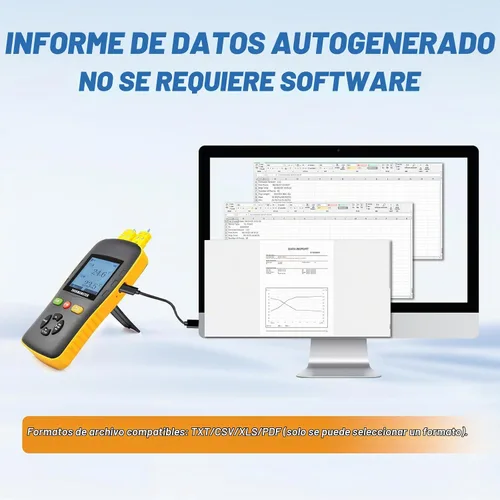 Vista 2 de Tzone Termómetro de datos de termopar Tipo K/T/J Termómetro de Sonda Dual