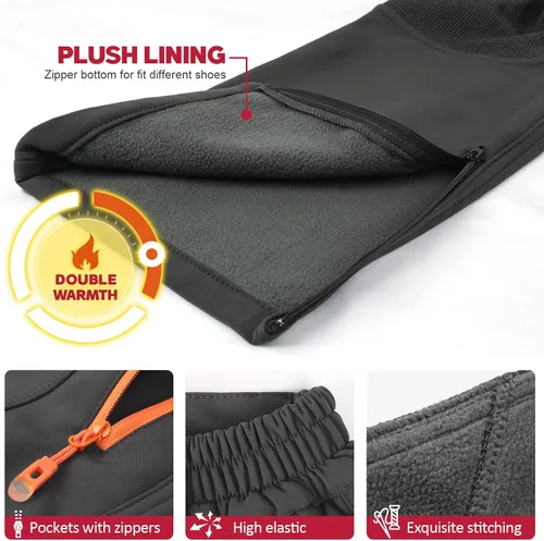 Vista 6 de ROAMIST Pantalones de nieve para hombre, impermeables, resistentes al viento, para invierno, senderismo, esquí, nieve, para hombre, tela duradera
