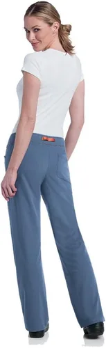 Vista 3 de Landau Pantalones médicos de 3 bolsillos para mujer, ajuste a medida, cintura elástica completa, 9318
