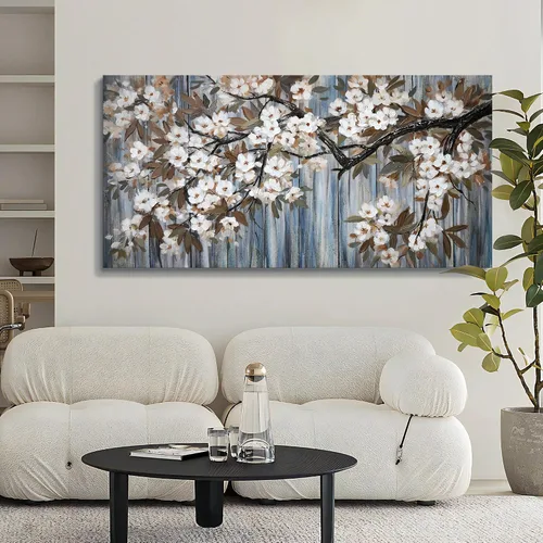 Vista 12 de Pogusmavi Decoración de pared para sala de estar, arte de pared para sala de estar, lienzo artístico/cuadros para dormitorio Diente de león azul
