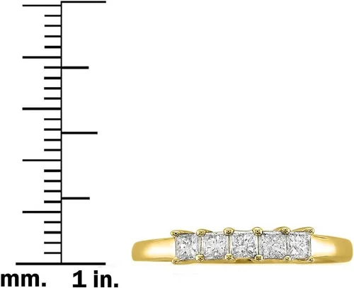 Vista 4 de 12 Carat, Prong Set 14K 5 Stone Princess-cut Bridal Wedding Band Ring for Women (H-I,I2-I3) Real Fine Jewelry by La4ve s Gift Box Included