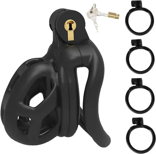 Vista 9 de Chastity Cage - Jaula de castidad para adultos, juguetes sexuales para adultos con 5 anillos activos, dispositivos de castidad para pene