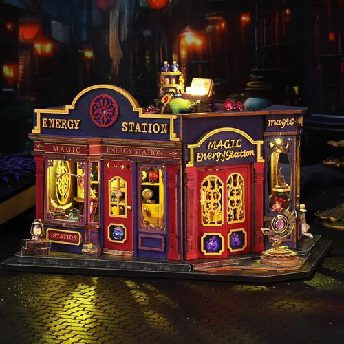 Vista 7 de Kit de casa en miniatura de madera Plustopoy DIY: kit de rompecabezas en miniatura de madera 3D con luces LED, herramientas pequeñas y caja