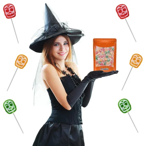 Vista 7 de Fruidles 30 unidades de caramelos de piruleta multicolor para tatuajes de Halloween, ideal para rellenos de bolsas de golosinas de Halloween
