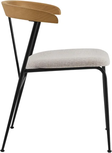 Vista 5 de CHITA Juego de 4 sillas de comedor modernas tapizadas, sillas de comedor con certificación FSC con patas de metal, silla de comedor de mediados