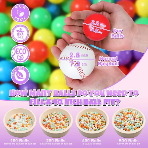Vista 2 de GOGOSO Pelotas de Piscina de Pelotas para Niños Pequeños, Pelotas de Juego de Plástico para Bebés, Pelotas Suaves de Colores Pastel para Niños No