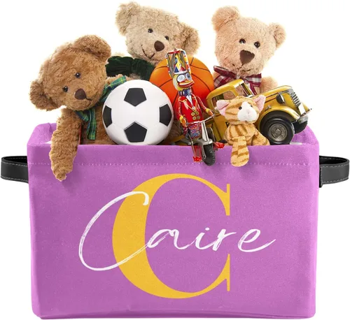 Vista 3 de Cesta de regalo personalizada con nombre, caja de juguetes de almacenamiento personalizada para niños, organizador de cubos de almacenamiento