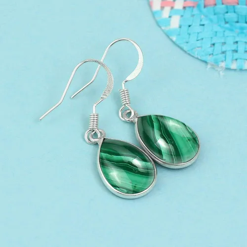 Vista 5 de Pendientes colgantes hechos a mano con piedra lunar natural lapislázuli turquesa de cuarzo rosa de 10 x 14 mm con forma de pera