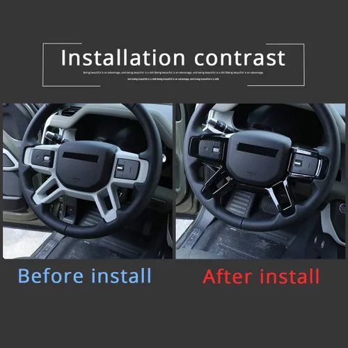 Vista 2 de Para Land Rover Defender 110 2020 Accesorios ABS Interior Volante Decoración Cubierta Trim Accesorios de coche (negro)