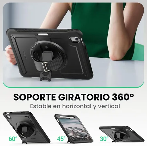 Vista 4 de SEYMAC - Funda para iPad Air de 11 pulgadas M4/M3/M2 (2026/2025/2024), color negro Full-Body Shockproof Protective, Built-in Screen Protector