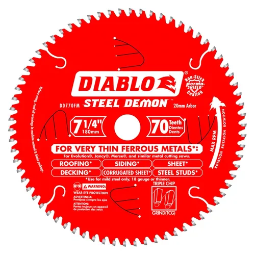 Vista 16 de Diablo Hoja de sierra Demon de acero para metal mediano – 5-1/2 pulgadas de diámetro, 30 dientes TCG, eje de 20 mm, corte de .059 pulgadas, ángulo