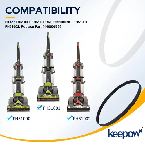Vista 2 de KEEPOW Correa de vacío para limpiador de alfombras Hoover Dual Power Max FH51000, FH51001, FH51002, FH51010, FH51000RM, FH51000NC, FH51001, FH54000