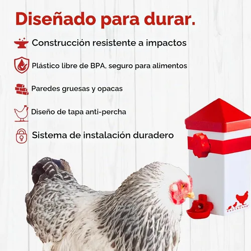 Vista 4 de RentACoop Bebedero de pollo de 32 onzas con 2 pezones versátiles