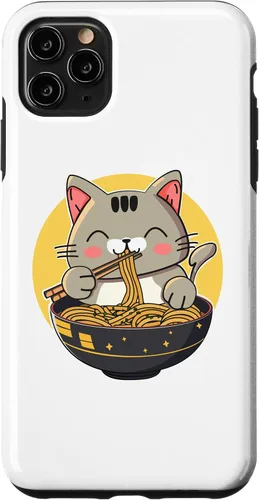 Vista 13 de Funda para iPhone 12/12 Pro Ramen Cat Kawaii Anime Merch Japonés Divertido Neko Noodle Bowl Case