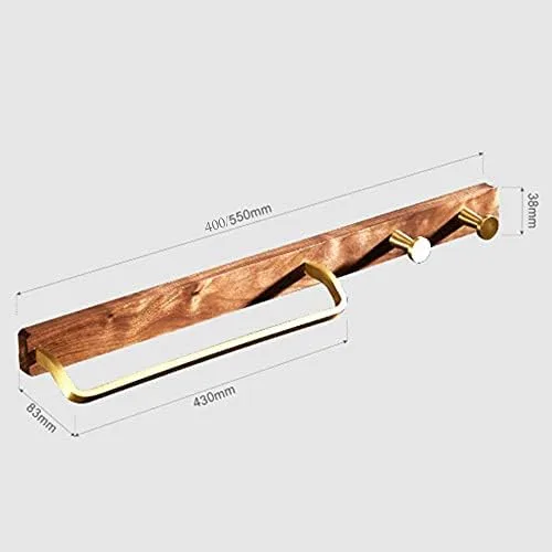 Vista 5 de Toallero de madera para toallero, soporte adhesivo para toallas sin perforación, gancho para cinturón montado en la pared para baño y cocina, 15.748