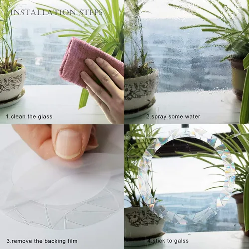 Vista 7 de Calcomanías estáticas para ventana de anillo y círculo, anticolisión, para ataques de pájaros, calcomanías de conciencia de cristal, para evitar que
